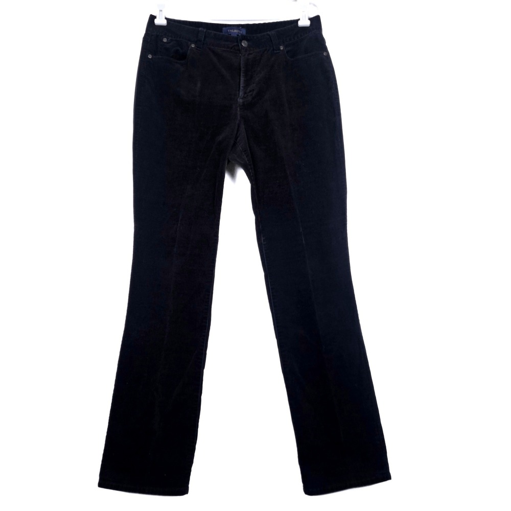 Talbots Curvy Fit Black Corduroy Pants Size 12 Cotton Blend Straight Leg